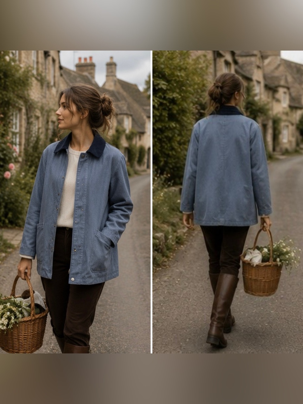 Bagatelle Collection Denim/Corduroy Barn Jacket | Chore Utility Equestrian Ranch - Picture 9 of 16